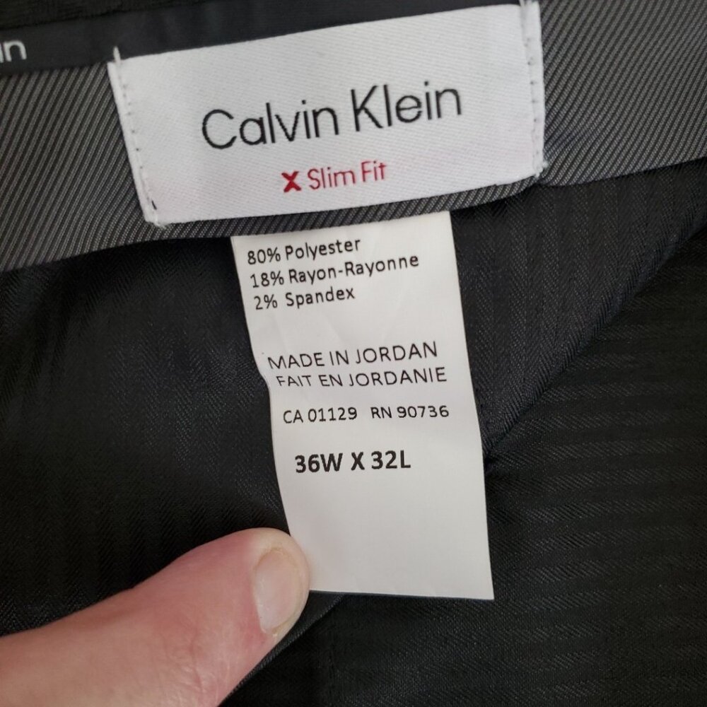 Calvin Klein Mens Black Slim-Fit Performance Dress Pants Size 36W 32L - Picture 7 of 11